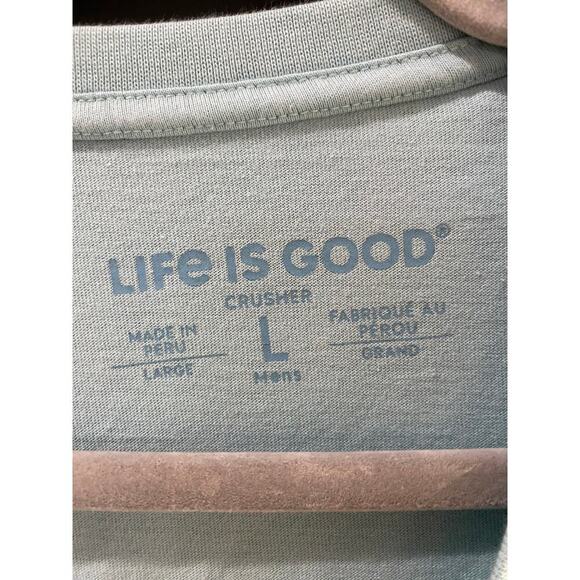 Life is Good Blue Short Sleeve Hammock & Palms Crew Neckline T-Shirt Size Large - Picture 2 of 7